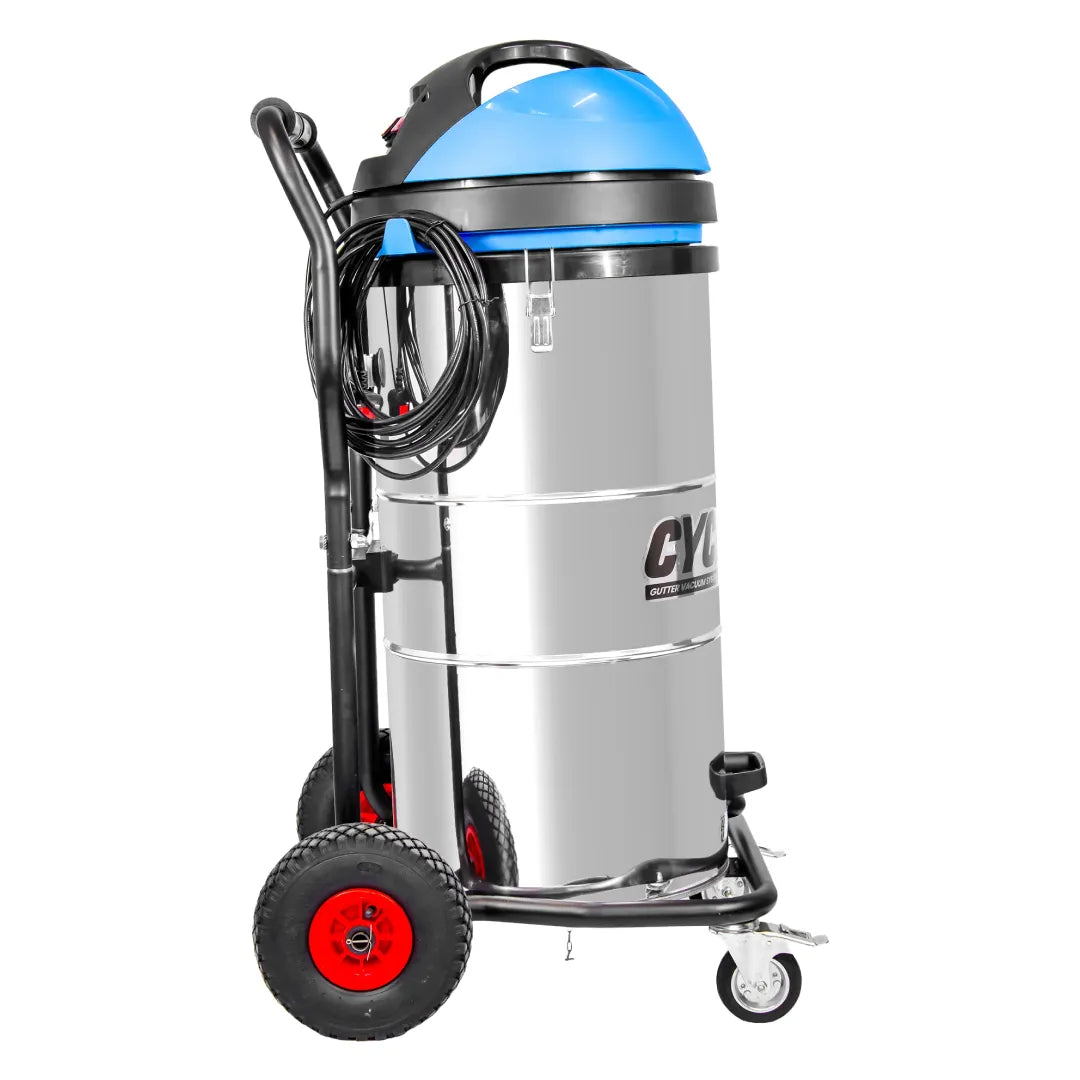 3600W Cyclone II Stainless Steel Gutter Vacuum - 27 Gallon Capacity with 28 foot Aluminum Poles and Storage Bag