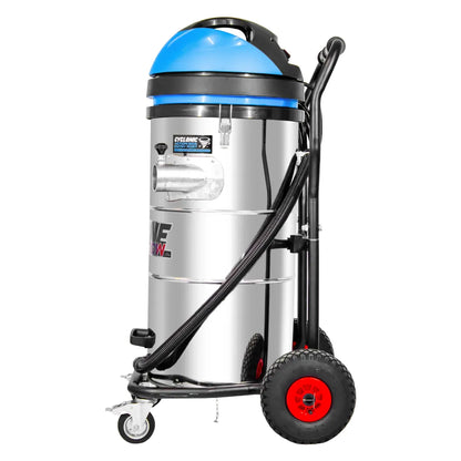 3600W Cyclone II Stainless Steel Gutter Vacuum - 27 Gallon Capacity with 28 foot Aluminum Poles and Storage Bag