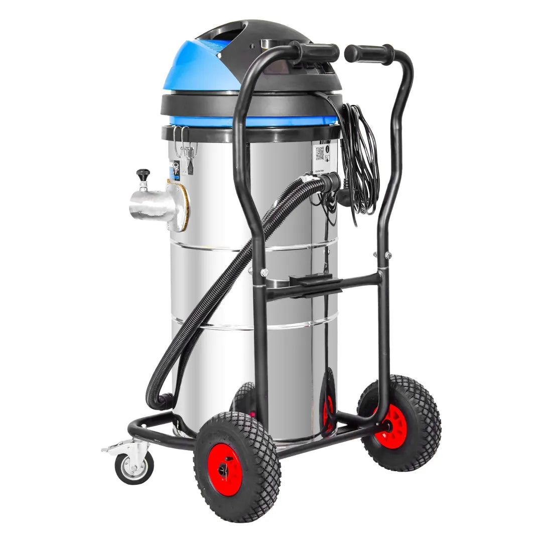 3600W Cyclone II Stainless Steel Gutter Vacuum - 27 Gallon Capacity with 28 foot Aluminum Poles and Storage Bag