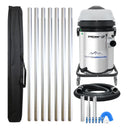 Cyclone CVS50-2 13 gallon residential gutter vacuum kit with seven aluminum poles, carry bag, hose, nozzles, U-bend and pole clamps