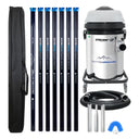 Cyclone CVS50-2 13 gallon residential gutter vacuum kit with seven carbon poles, one Kevlar® insulated bottom pole, bag, hose, nozzles and U-bend