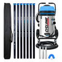 Cyclone II 3600W 20 gallon stainless steel gutter vacuum kit with seven carbon poles, one Kevlar® insulated bottom pole, bag, hose, nozzles and U-bend
