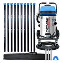 Cyclone II 3600W 20 gallon stainless steel gutter vacuum kit with ten carbon poles, one Kevlar® insulated bottom pole, bag, hose, nozzles and U-bend