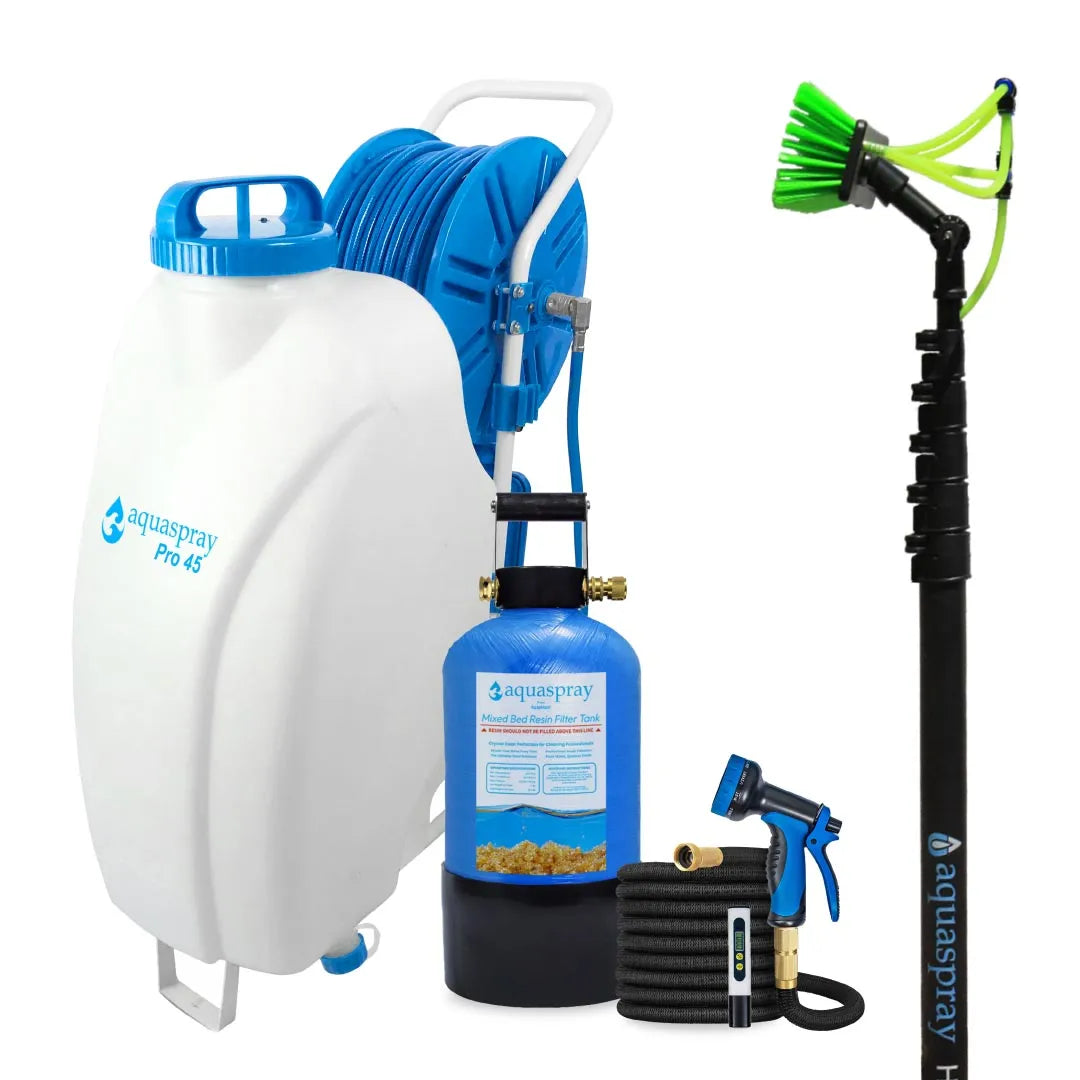 Gallery image 1 for AquaSpray 12 Gallon Rolling Water Tank with Di Resin Tank and Waterfed Pole for Window and Solar Panel Cleaning - Default Title #MWS Options 3094547698