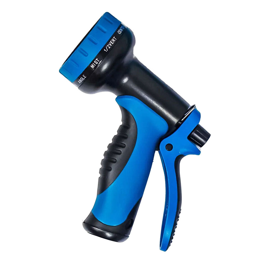 Deionized Spray Gun detailed view showcasing its vibrant blue and black ergonomic design, with adjustable spraying settings.