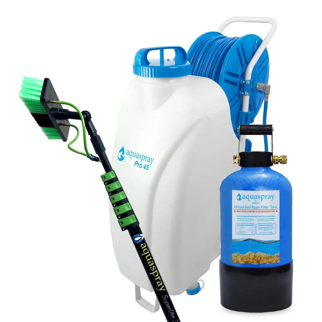 Gallery image 1 for AquaSpray 12 Gallon Rolling Water Tank with Di Resin Tank and Waterfed Pole for Window and Solar Panel Cleaning - Default Title #MWS Options 1272842536