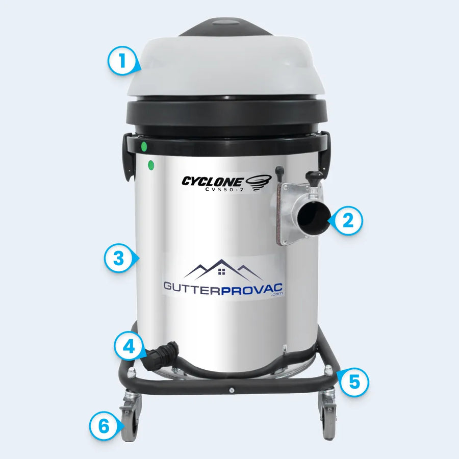 Cyclone 13 Gallon 2200W Dual Motor 120V Stainless Steel Residential Gutter Vacuum