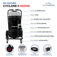Load image into Gallery viewer, 20 Gallon Cyclone II 3600W Polypropylene  Gutter Vacuum with 40 Foot Aluminum Poles and Bag