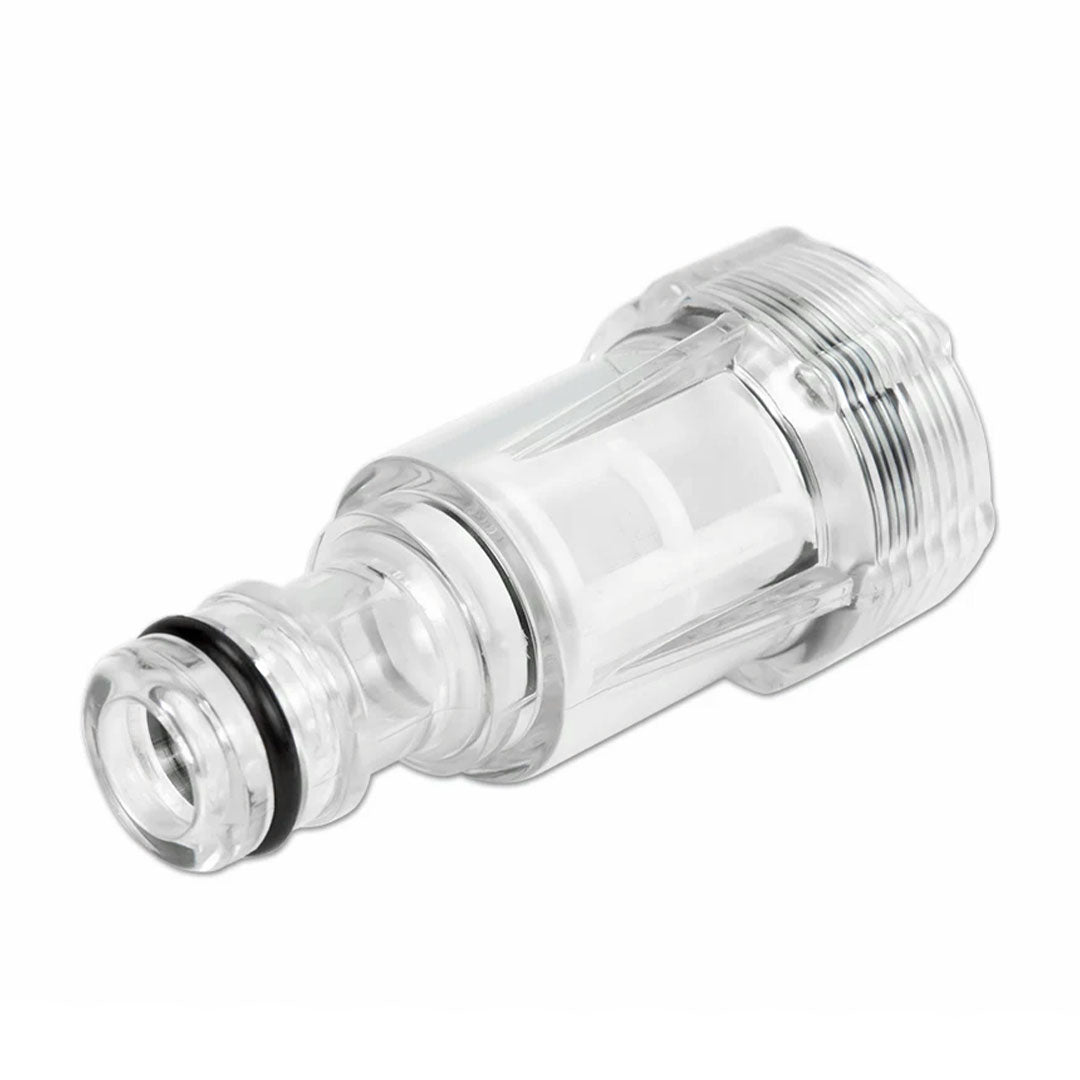 Gallery image 1 for Low-Pressure Inlet Water Filter 3/8 inch Quick Connect Male and 3/4 inch Garden Hose Female