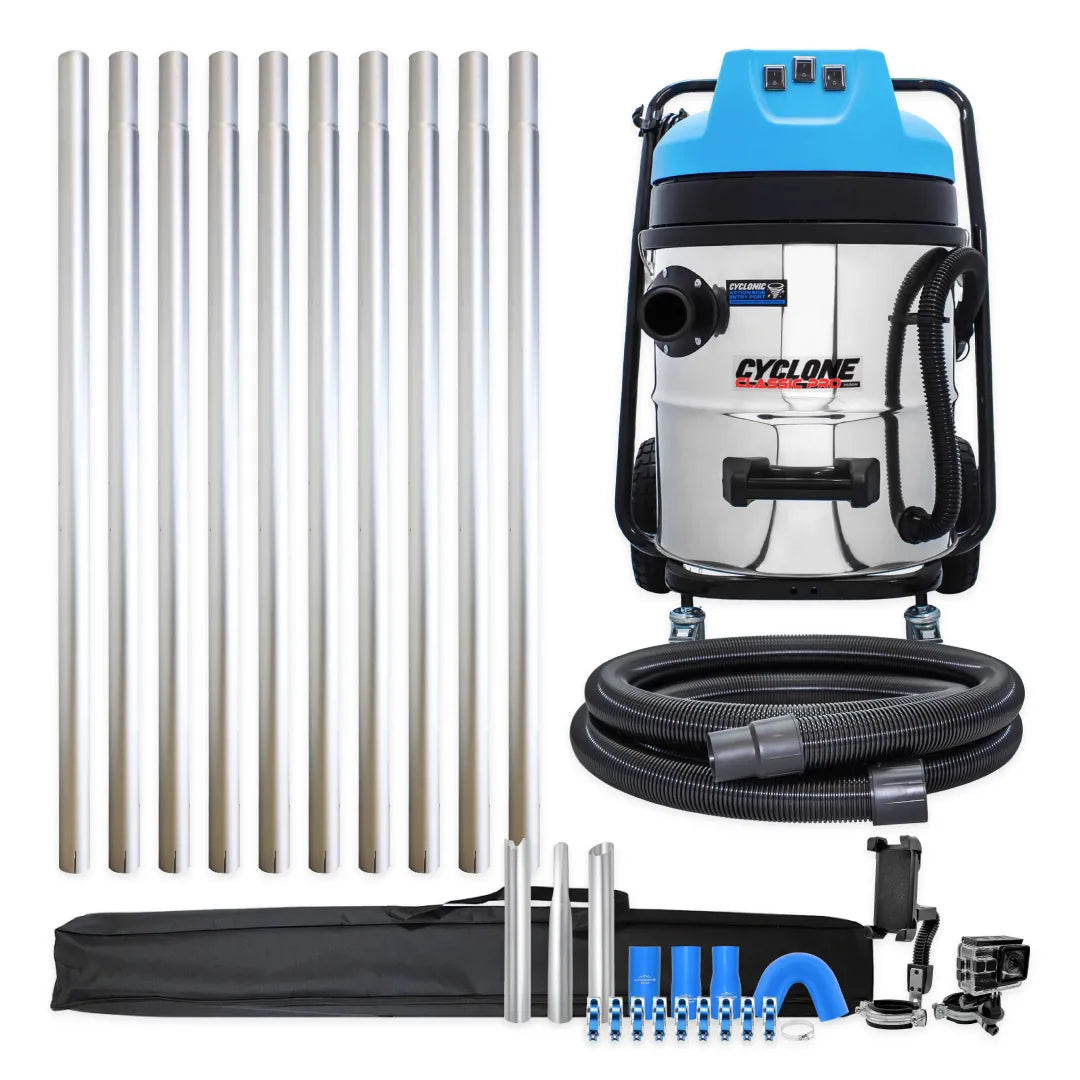Cyclone Classic Pro 16 Gallon 3600W Commercial Gutter Vacuum System with 40ft Aluminum Pole Kit, Carry Bag and Inspection Camera