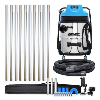 Cyclone Classic Pro 16 Gallon 3600W Commercial Gutter Vacuum System with 40ft Aluminum Pole Kit, Carry Bag and Inspection Camera