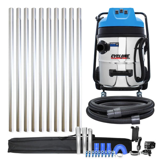 Cyclone Classic Pro 16 Gallon 3600W Commercial Gutter Vacuum System with 40ft Aluminum Pole Kit, Carry Bag and Inspection Camera