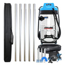 Cyclone Classic Pro 20 gallon commercial gutter vacuum kit with five aluminum poles, bag, hose, nozzles, U-bend, clamps and wireless inspection camera