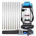 Cyclone Classic Pro 20 gallon commercial gutter vacuum kit with ten aluminum poles, bag, hose, nozzles, U-bend, clamps and wireless inspection camera
