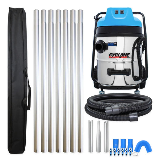 Cyclone Classic Pro 16 Gallon 2400W Residential Gutter Vacuum System with 28ft Aluminum Poles and Pole Carry Bag