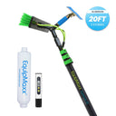 20-foot EquipMaxx aluminum water fed pole squeegee with inline water filter and tds meter, green brush, and clamps.