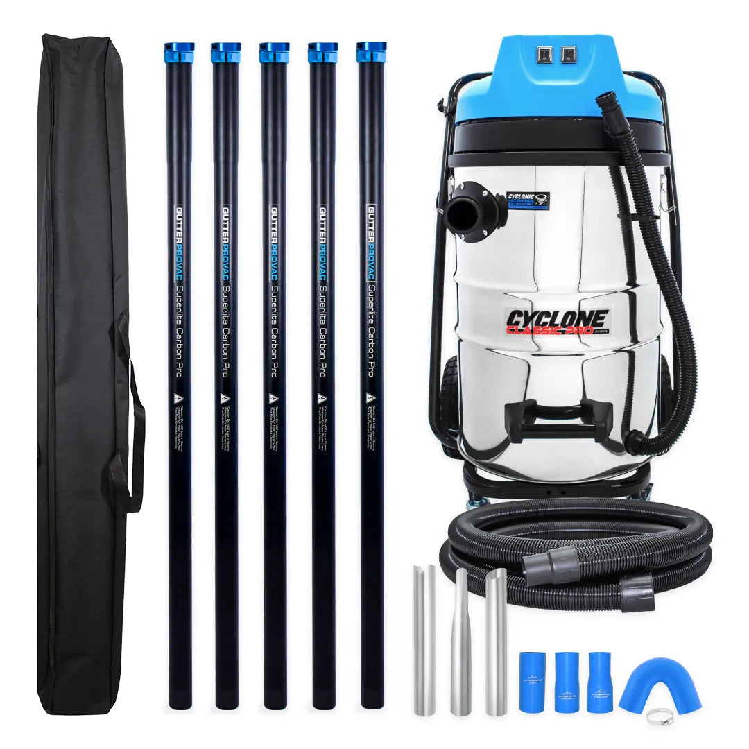 20 Gallon Cyclone Classic Pro 2200W Residential Gutter Vacuum System (Inc. 20ft Clamping Pole Kit & Bag)
