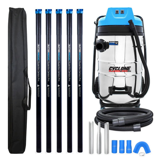Cyclone Classic Pro Residential 20 Gallon 2400W Gutter Vacuum with 20ft Clamping Poles and Pole Carry Bag