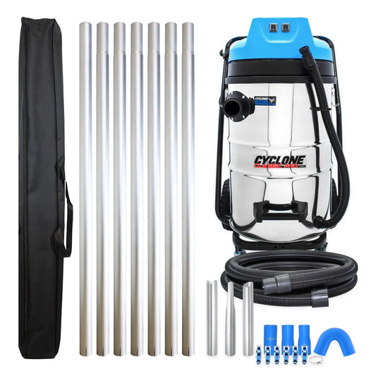 Cyclone Classic Pro 20 Gallon 2400W Residential Gutter Vacuum System with 28ft Aluminum Poles and Gutter Pole Bag