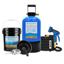  Aquaspray water filter system with 15l blue resin tank, 15l mixed bed resin black bucket, hose spray nozzle and TDS meter.