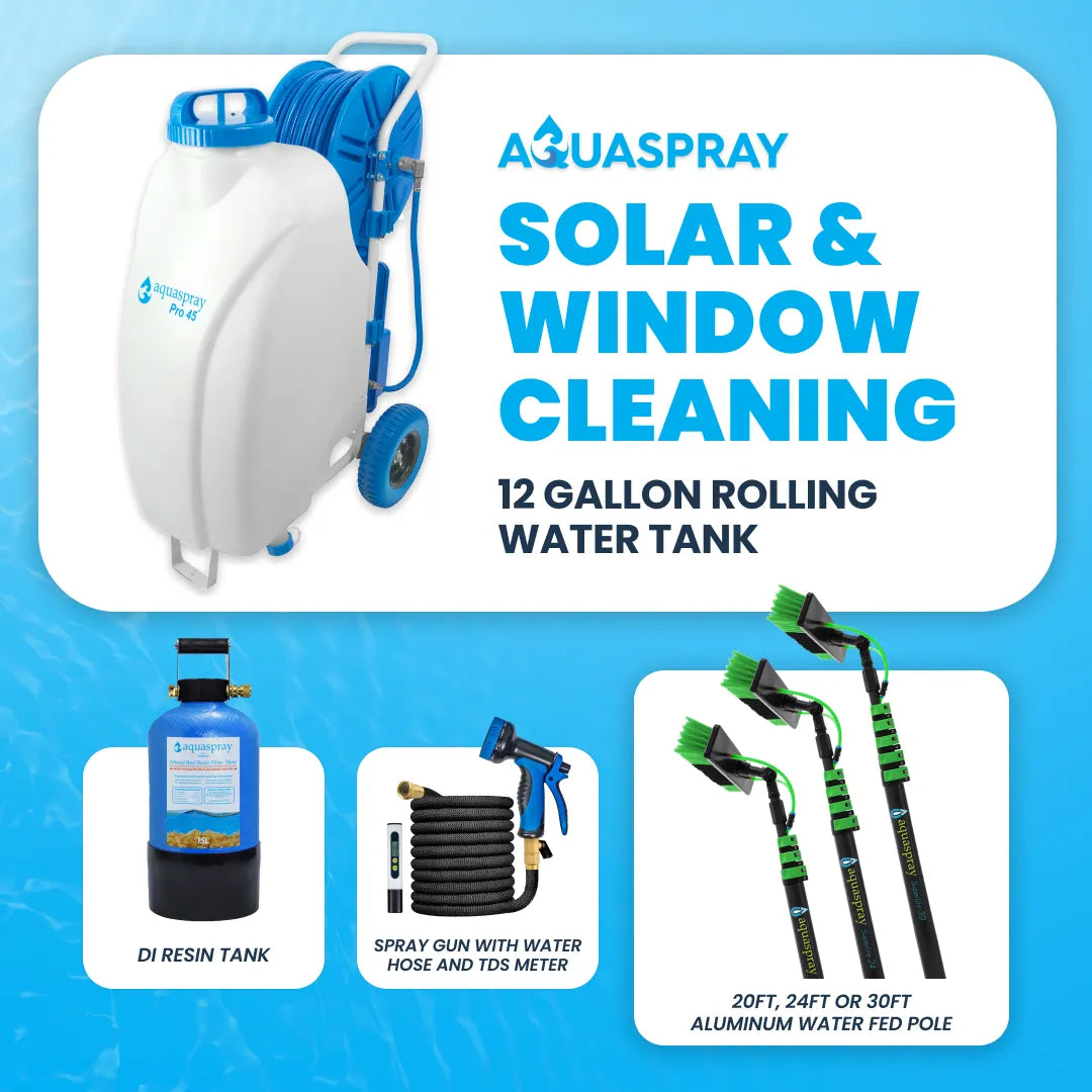 Gallery image 12 for AquaSpray 12 Gallon Rolling Water Tank with Di Resin Tank and Waterfed Pole for Window and Solar Panel Cleaning - Default Title #MWS Options 3367764577