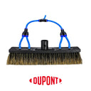 Front view of an 18-inch Aquaspray Venom Water Fed Poles Boars hair brush with blue water tubing and a central socket.