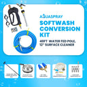 Softwash cleaning kit featuring a 12-inch surface cleaner conversion kit with a Venom 40ft carbon water-fed pole, Hypojet 2 chemical injector kit, J-Rod long-range nozzle kit, and a twin turbo nozzle.