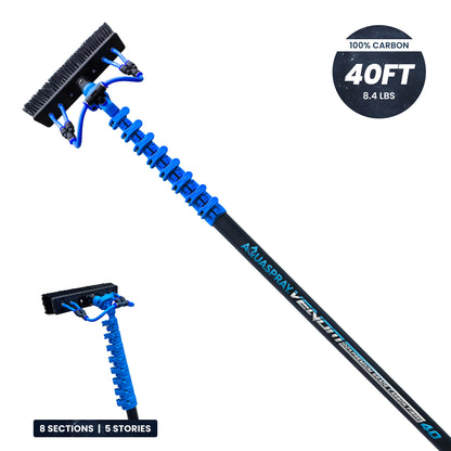 AquaSpray Venom Water Fed Window Cleaning Pole – 100% Premium Carbon Fiber