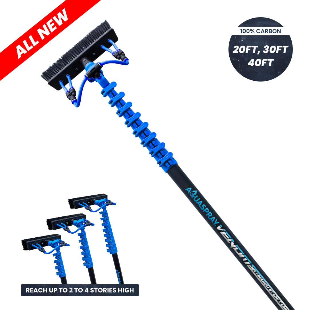 AquaSpray Venom Water Fed Window Cleaning Pole – 100% Premium Carbon Fiber