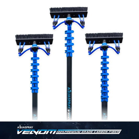 AquaSpray Venom Water Fed Window Cleaning Pole – 100% Premium Carbon Fiber