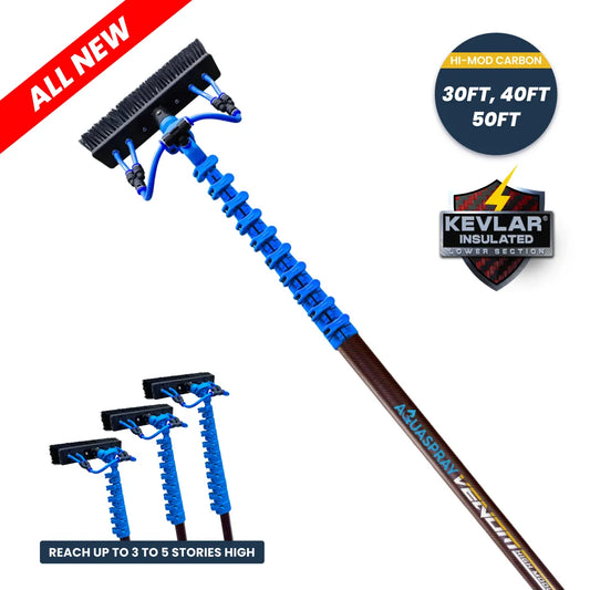 AquaSpray Venom High-Mod Carbon Water Fed Window Cleaning Pole – 30T High-Modulus Carbon Fiber
