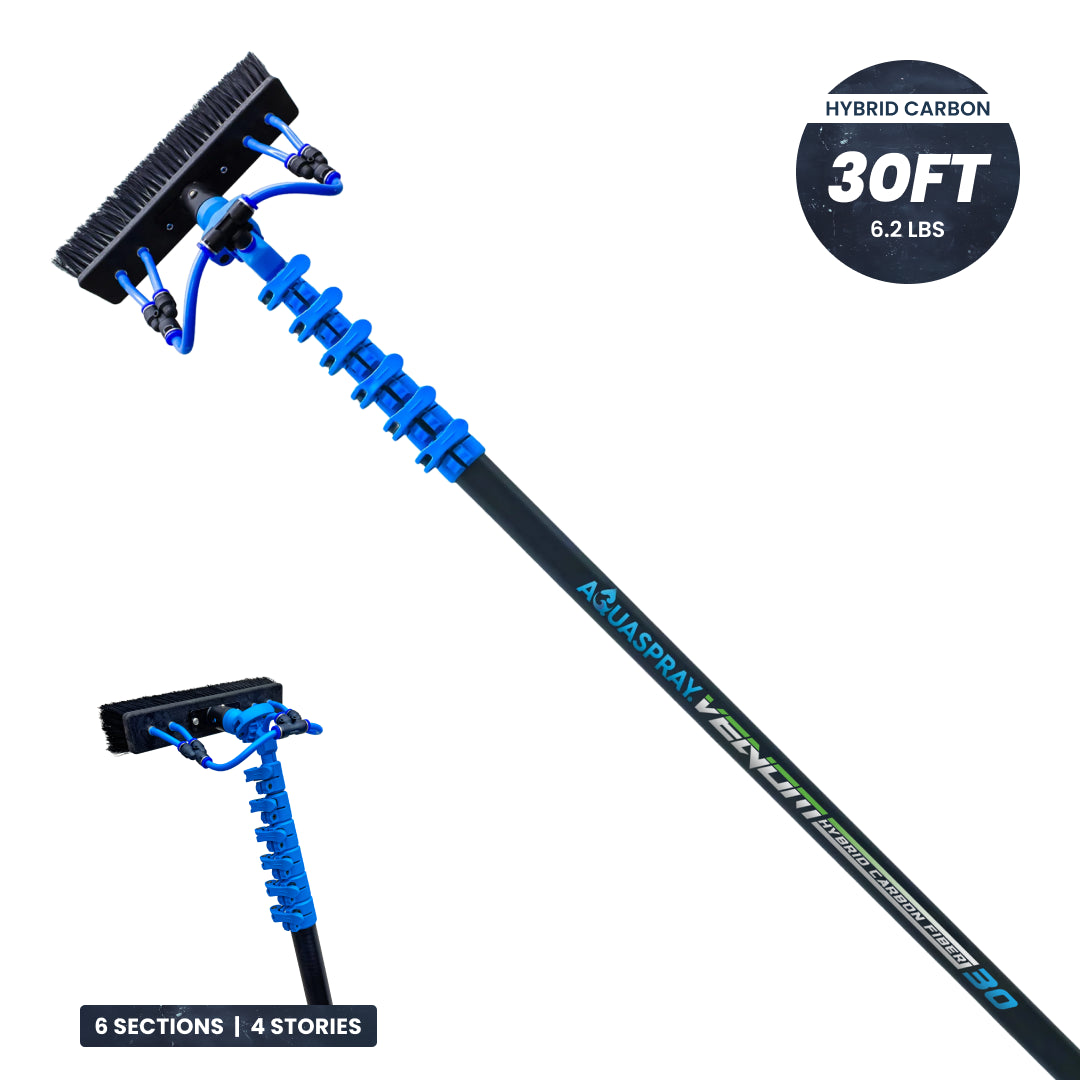 AquaSpray Venom Hybrid Water Fed Window Cleaning Pole – 50% Carbon & 50% Fiberglass