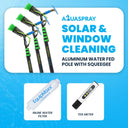 Three sizes option of aluminum water fed pole squeegee with inline water filter and tds meter displayed side-by-side.