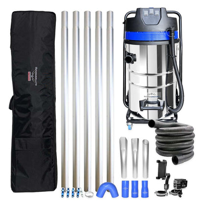 20ft (2 Story) Gutter Vacuum Cleaning System, 20 Gallon Classic Cyclone Vacuum, 15ft Hose, Inspection Camera and Bag (Bundle Discount)