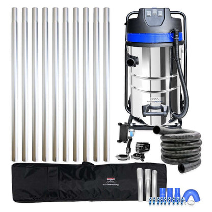 40ft (3 Story) Gutter Vacuum Cleaning System, 20 Gallon Classic Cyclone Vacuum, 15ft Hose, Inspection Camera and Bag (Bundle Discount)
