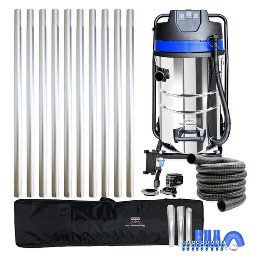 40ft (3 Story) Gutter Vacuum Cleaning System, 20 Gallon Classic Cyclone Vacuum, 15ft Hose, Inspection Camera and Bag (Bundle Discount)