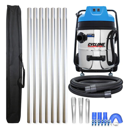 Cyclone Classic Pro 16 Gallon 2400W Residential Gutter Vacuum System with 28ft Aluminum Poles and Pole Carry Bag