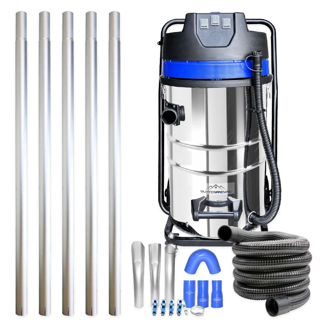 Gallery image 1 for 20ft (2 Story) Gutter Vacuum Cleaning System with 20 Gallon Classic Cyclone 3600 Watt 3 x motor vac (bundle discount)