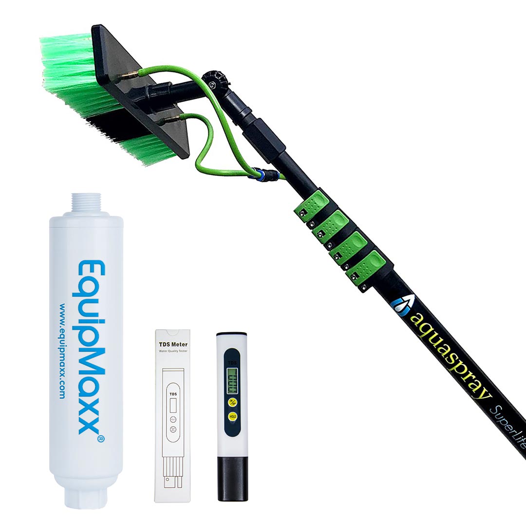Main product image of the 24ft Aluminum Water Fed Pole with the Inline Filter and TDS Meter.