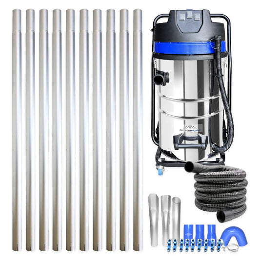 40ft (2 Story) Gutter Vacuum Cleaning System with 20 Gallon Classic Cyclone 3600 Watt 3 motor Vacuum and 15ft Extension Hose (bundle discount)