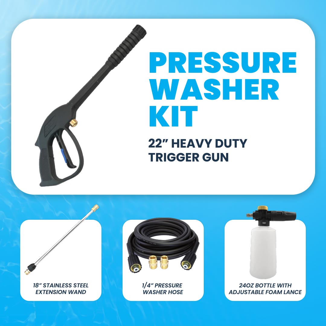 Gallery image 1 for Pressure Washer Kit for Domestic Machines with 3000 PSI Hose, Trigger Gun, Extension Lance and Snow Foam Bottle