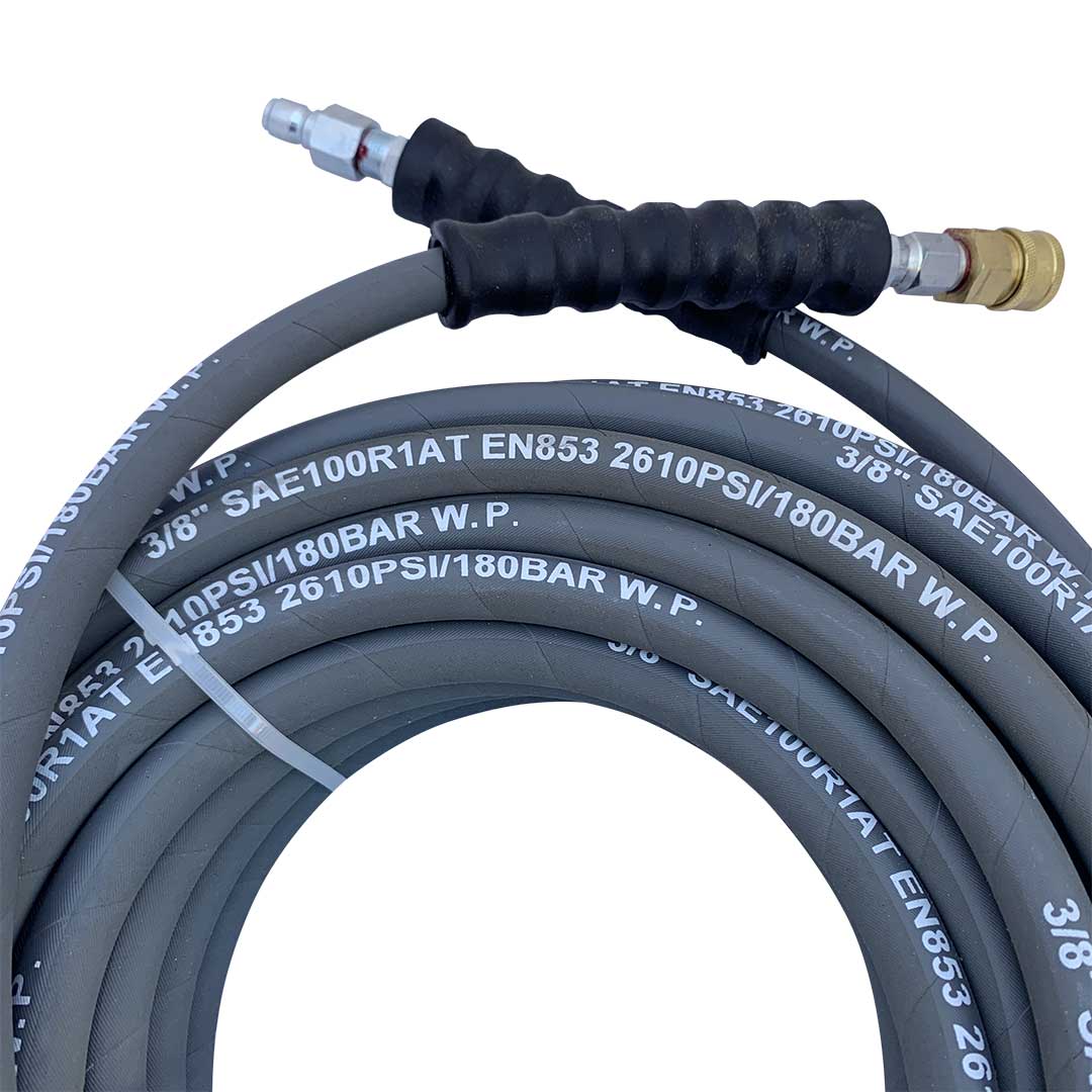 Gallery image 2 for 50ft  3/8" Male to Female Quick Connect 2610PSI Pressure Washer Hose - Gray