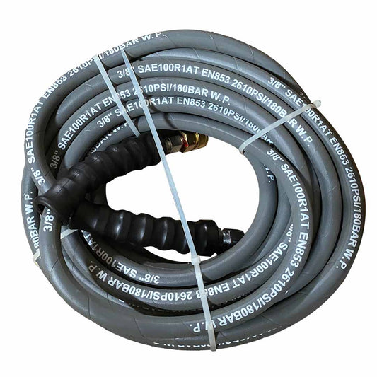 100ft 2610 PSI 100R1AT Heavy Duty Pressure Washer Hose 3/8" Male to 3/8" Female Quick Release Gray