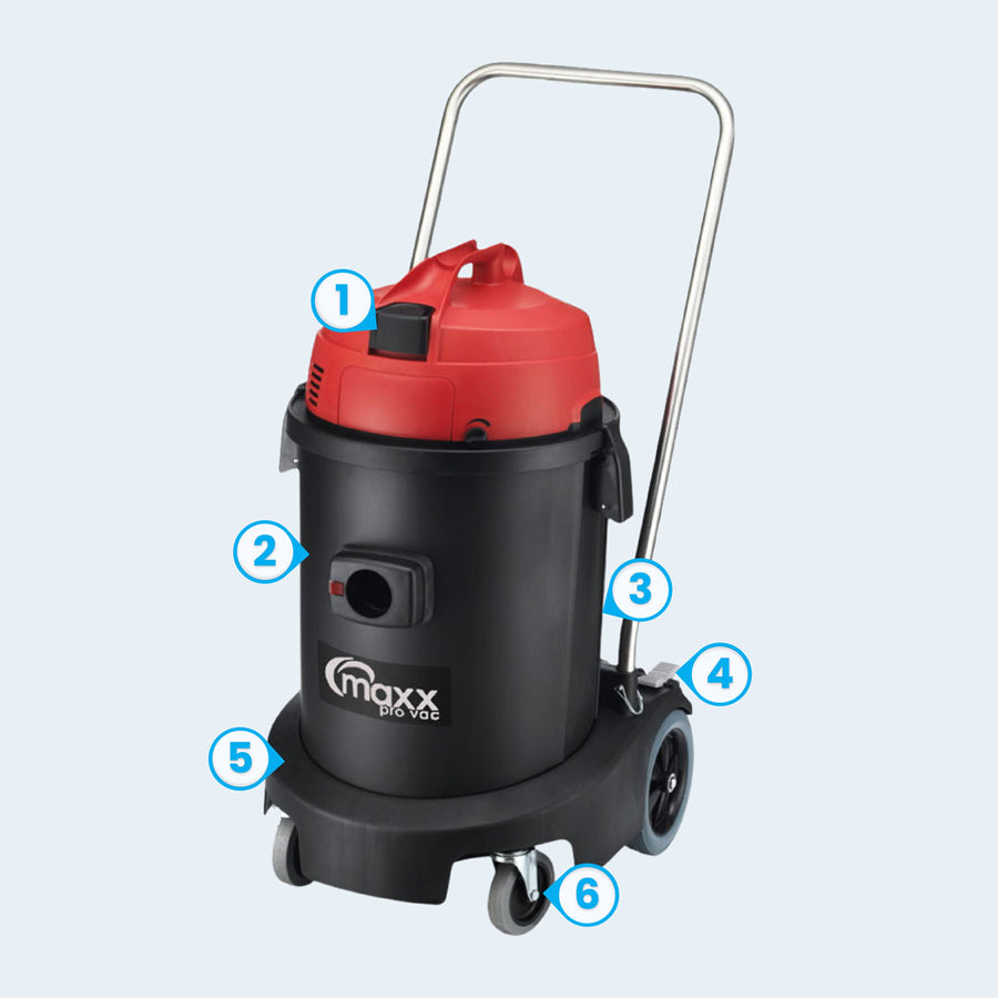 Maxx Pro Vac Commercial Dual Motor 1200W Polypropylene 12 Gallon Wet/Dry Vacuum