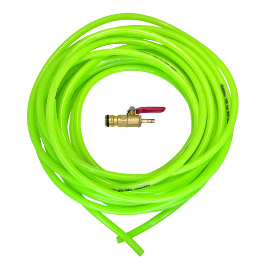 Coiled Water Fed Pole replacement hose with the brass Cut off valve.