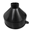 Upside-down black Mixed Bed Resin Funnel showing the exterior and top spout.