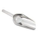 
Inside view of a stainless steel resin scoop showing the deep, wide-mouth bowl.