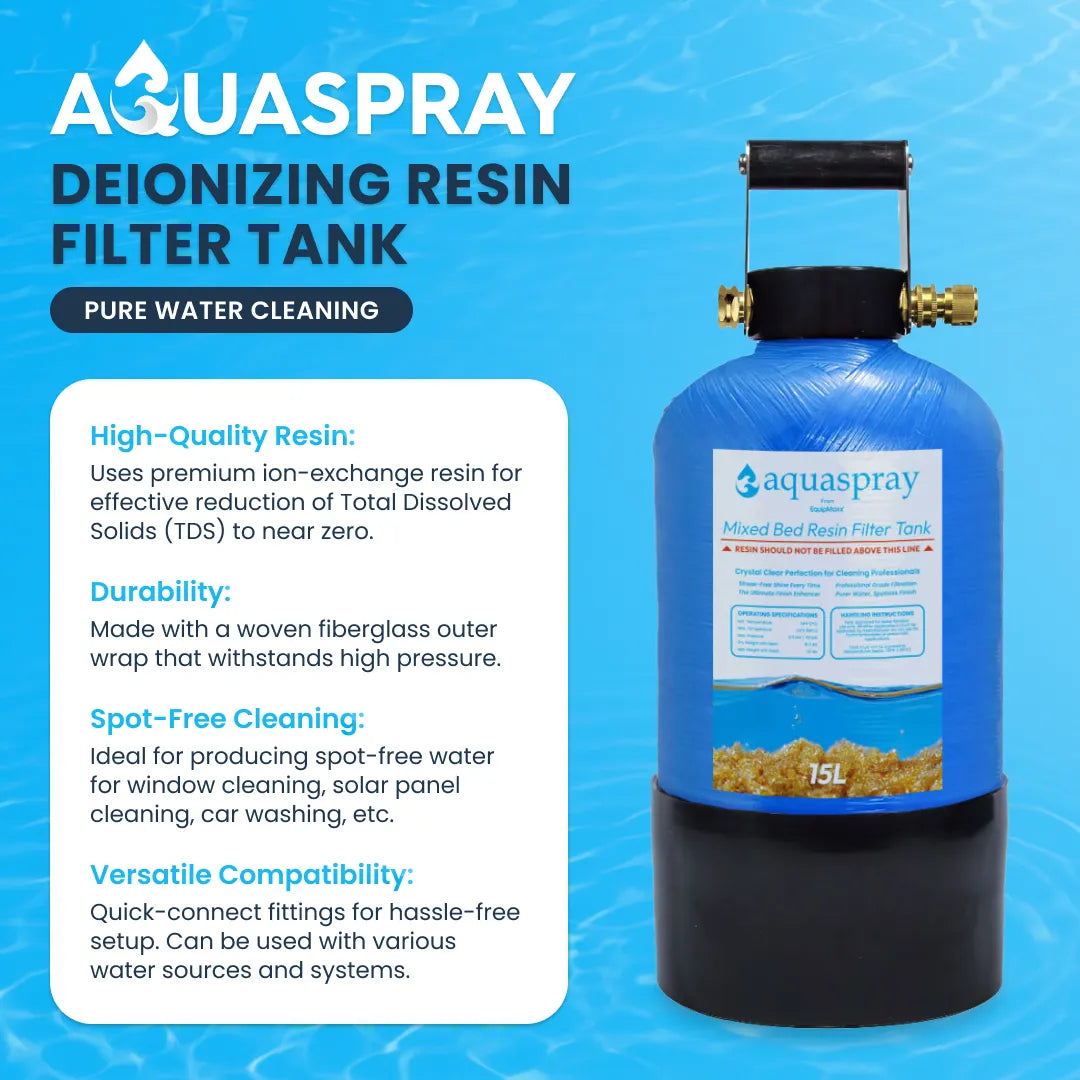 AquaSpray Rolling 16 Gallon Water Tank with DI Resin Tank and Waterfed Pole for Window and Solar Panel Cleaning