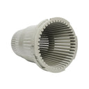 Angled top view of a grey top Distributor Basket for a riser tube showing the vertical slots and central opening.