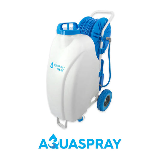 AquaSpray 12 Gallon Pro 45 Rolling Water Tank & Pump for Window and Solar Panel Cleaning, Rechargeable 12v battery